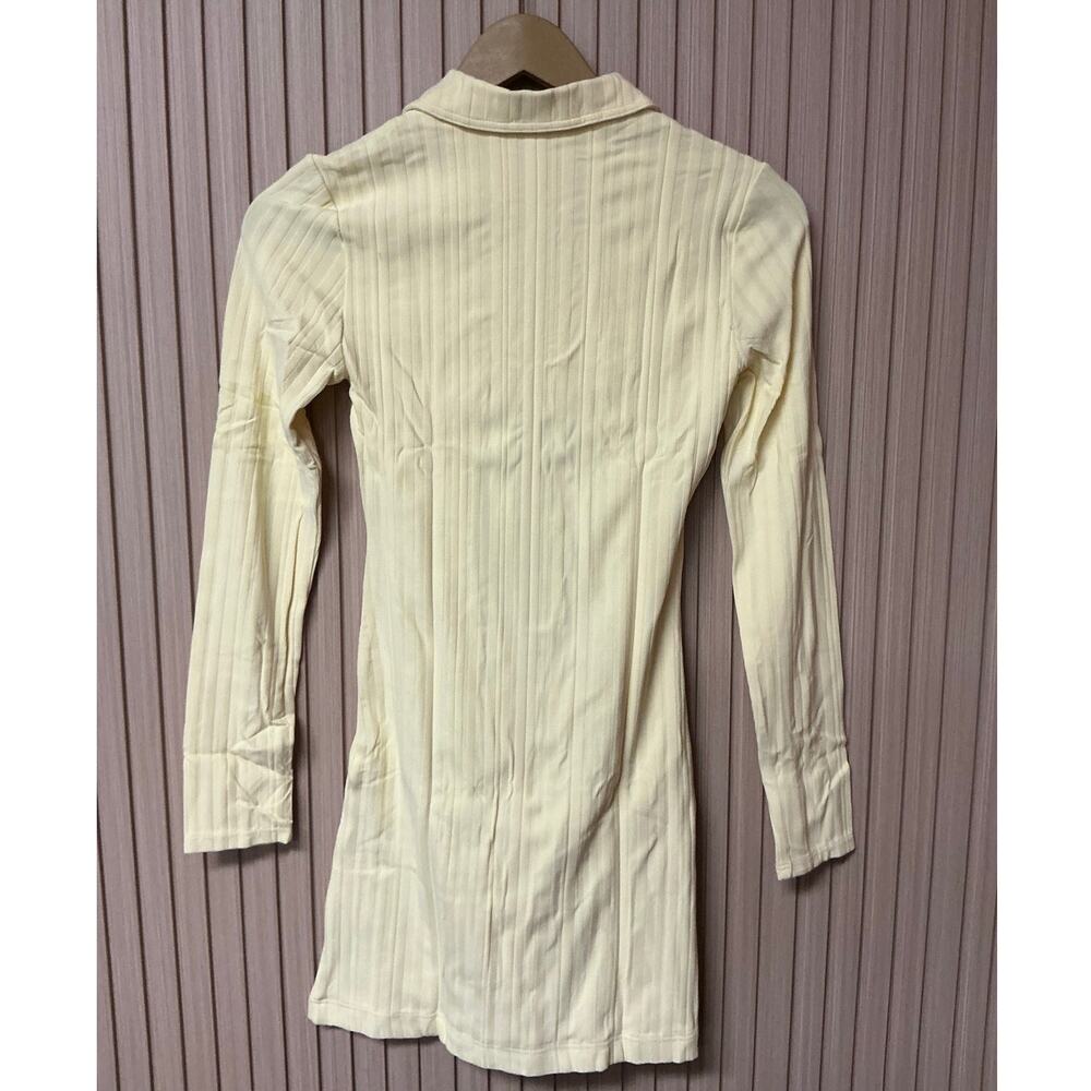 Solid & Striped Ribbed-knit Long Sleeve Mini Dress In Blonde Rib Size XS - Picture 3 of 7